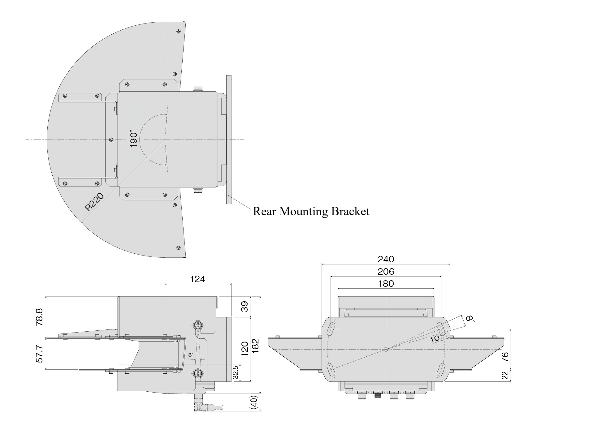 Cover with rear mounting bracket